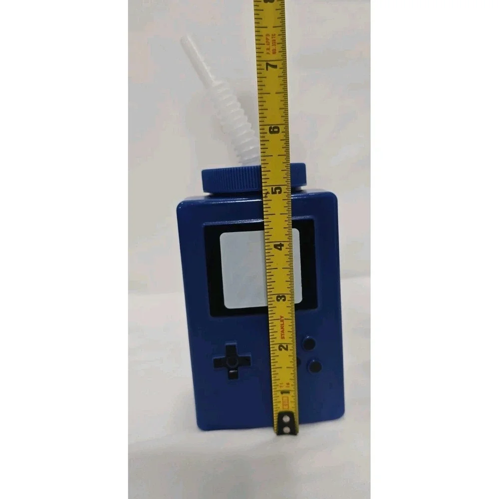 Plastic Video Game Tumbler Reusable Straw~Gameboy- SNES-Sega~Blue~16oz